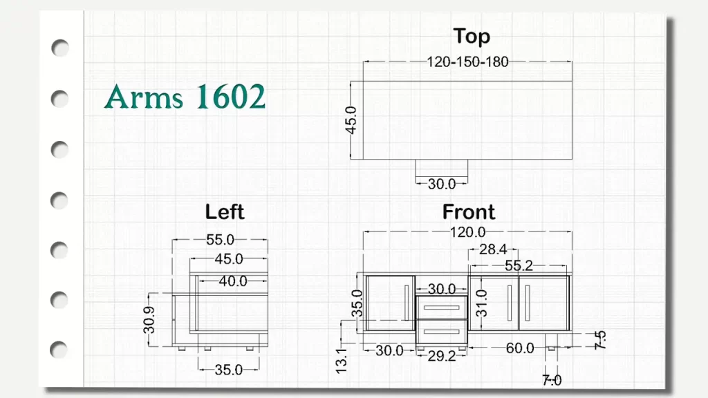 میز تلویزیون آرمز تیپ 1602