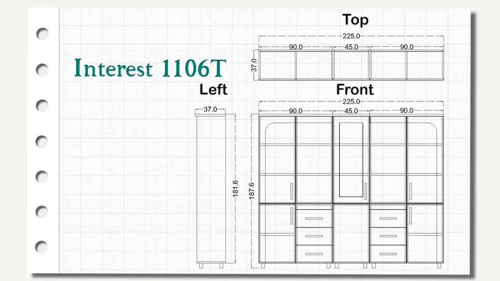 کمد دکوراتیو بلند اینترست تیپ 1106T