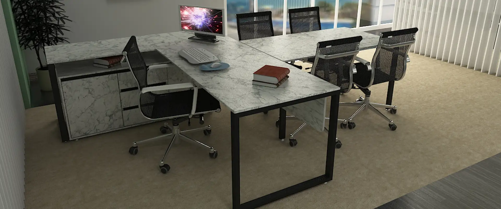 میز کنفرانس مکمل کیوب فریم کد 607T 15